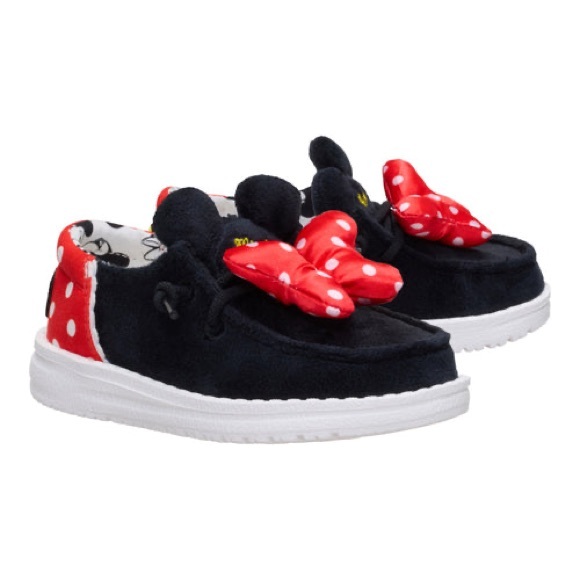 Hey Dude Other - Hey Dude Kids Minnie Mouse Navy and Red Slip-On Shoes